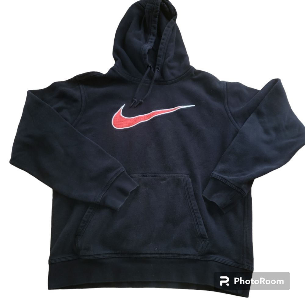 Vintage Nike Black Tag Hoodie Mens Medium Black Red Swoosh 2010s Y2K Kohl's M